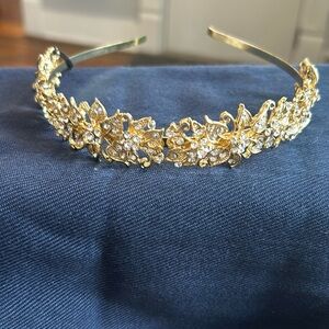 Crystal and Gold Metal Tiara/Headband 16in